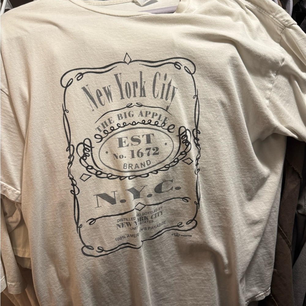 Cream Short Sleeve Tee with Vintage NYC Graphic